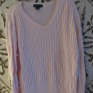Karen Scott V-Neck t Sweater, Light Pink, Size XL